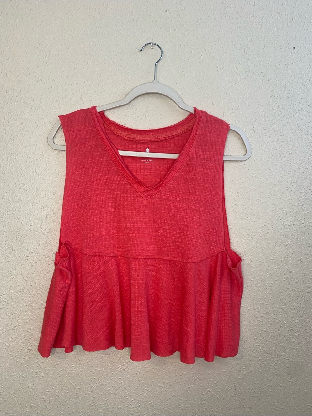 FP Movement by Free People Full Hearts V-Neck Peplum Tank Bright Hibiscus Pink